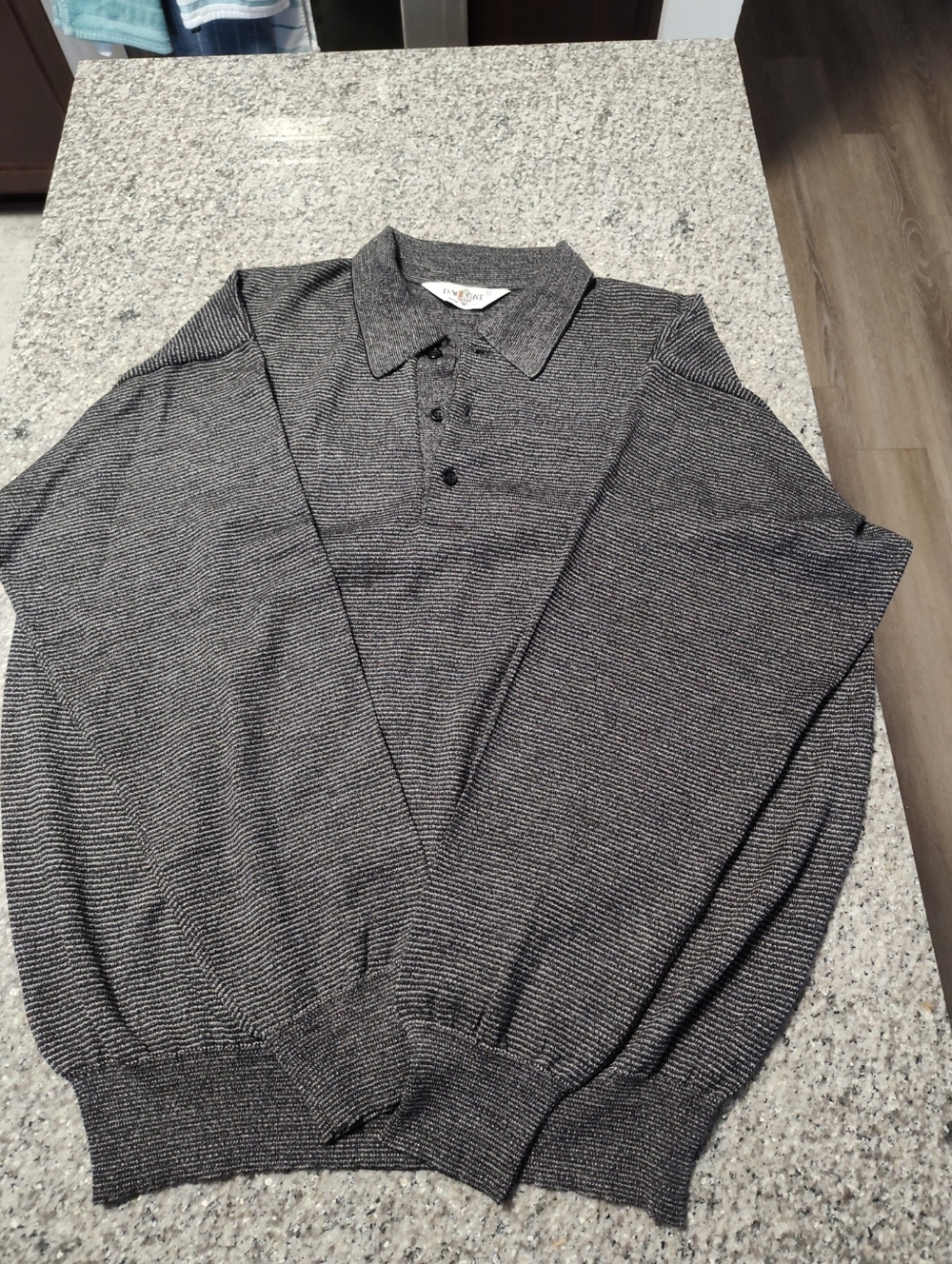 Vintage Black and Italian Gray Knit Polo Collared Sweater XXL 56